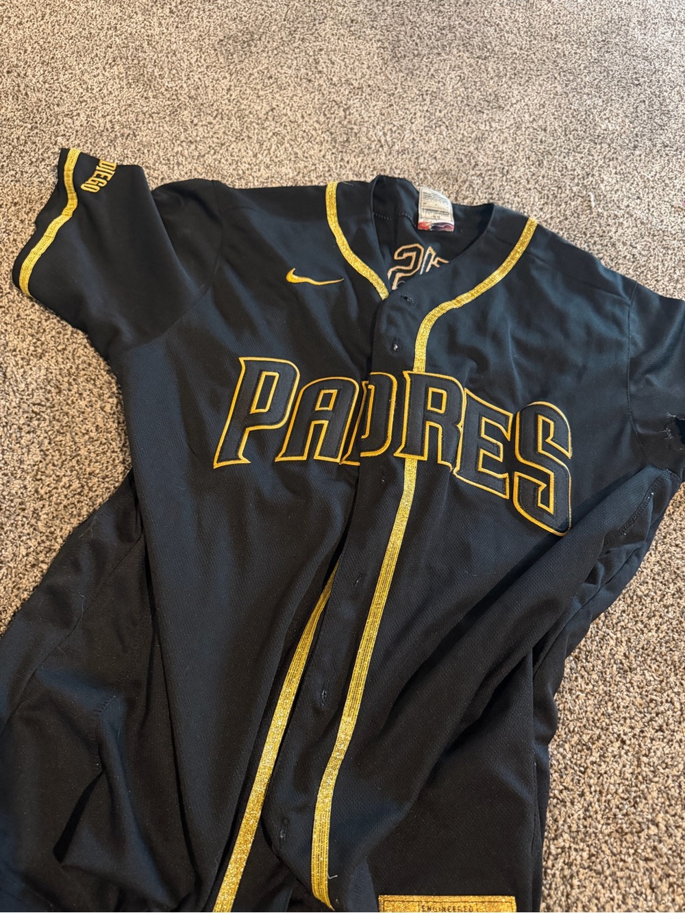 Nike Black and Gold Padres Baseball Jersey - Picture 2 of 4